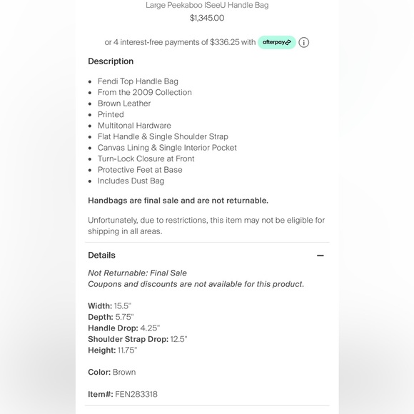 Grey Fendi “peek a boo” handbag with crossbody strap. - Picture 6 of 6